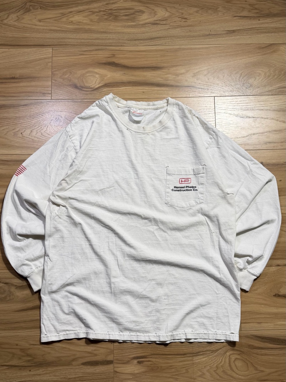 White Long-Sleeve Pocket Tee